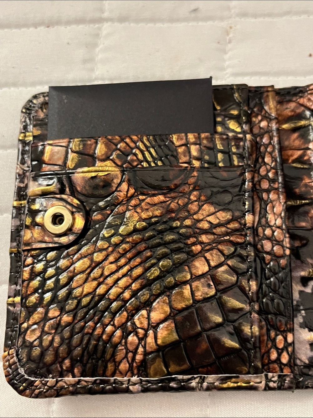 NWOTBrahmin Croc Design Leather Crossbody Bag & Wallet-Brown & Gold Houndstooth - Picture 16 of 16